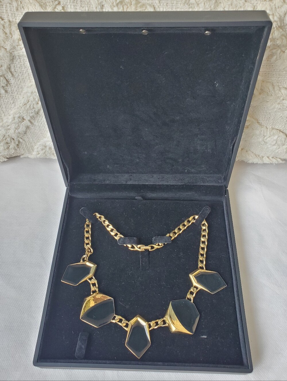 Nina Ricci Gold-Tone & Black Geometric Necklace